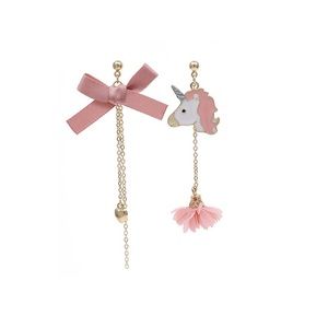 unicorn and bowknot earring one set
